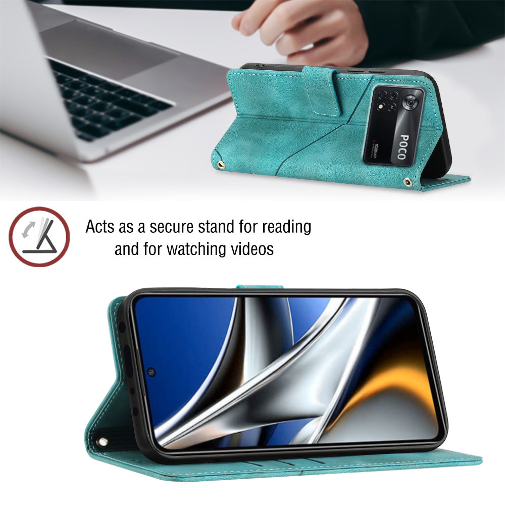 PT005 YB Imprinting Series-6 for Xiaomi Poco X4 Pro 5G Leather Case Skin Touch Flip Stand Wallet Phone Cover