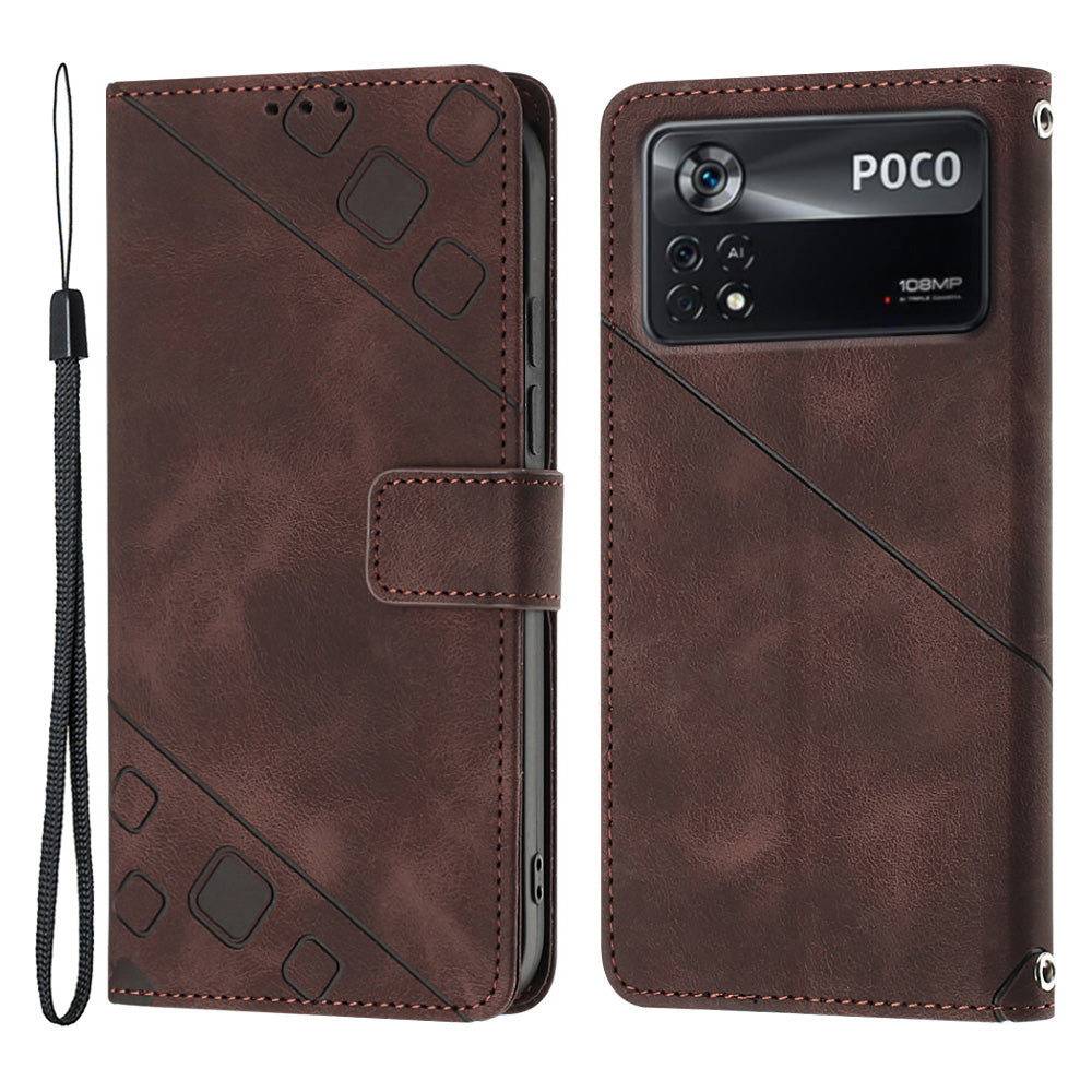 PT005 YB Imprinting Series-6 for Xiaomi Poco X4 Pro 5G Leather Case Skin Touch Flip Stand Wallet Phone Cover