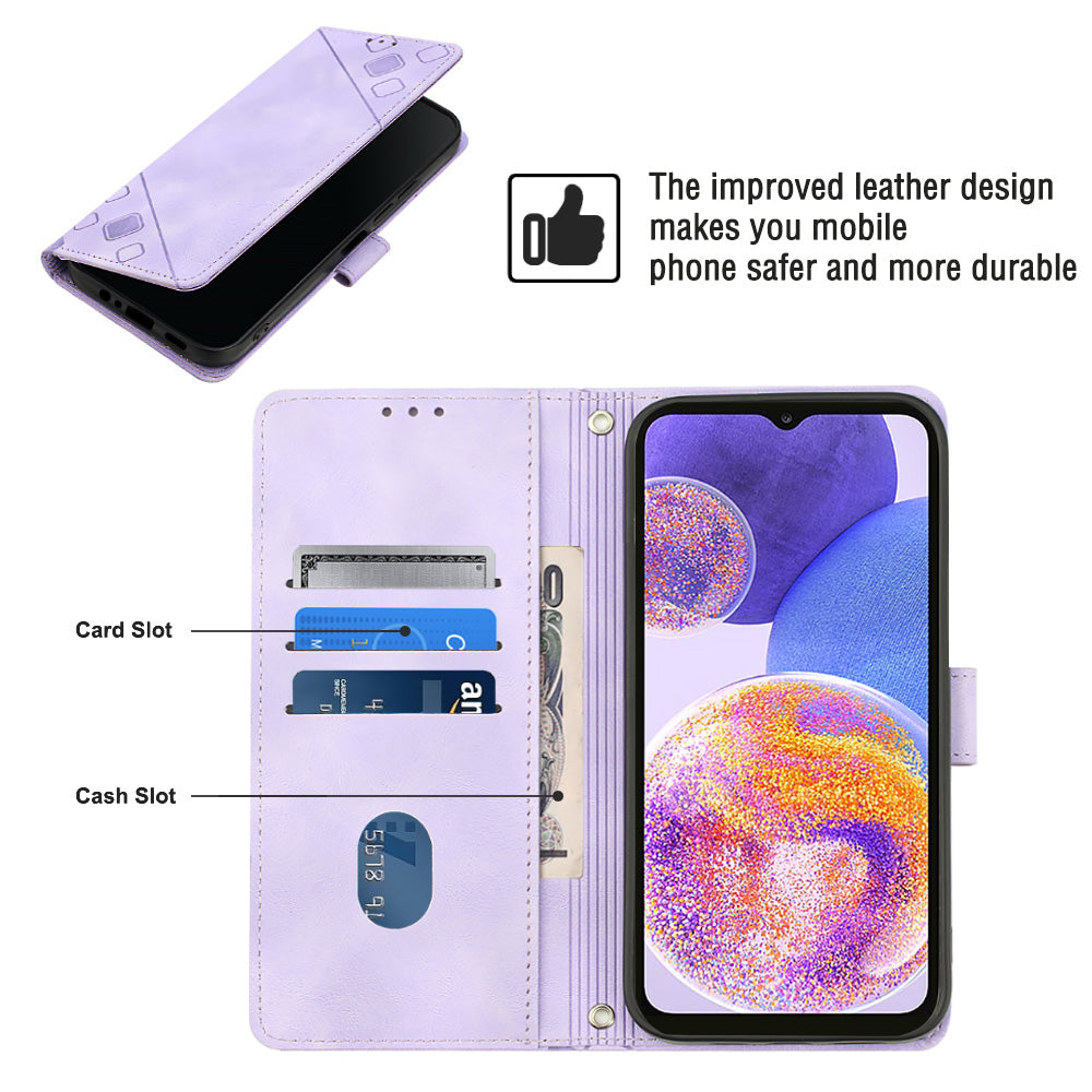 PT005 YB Imprinting Series-6 Phone Case for Samsung Galaxy A23 4G 5G (Global Version) F23 5G M23 5G M13 4G PU Leather Stand Wallet Flip Cover