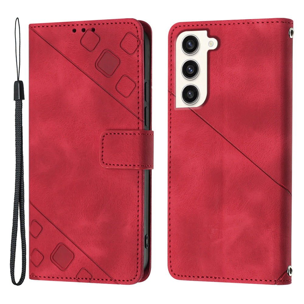 PT005 Skin-friendly Phone Case For Samsung Galaxy S23 YB Imprinting Series-6 Leather Stand Wallet Protective Phone Cover