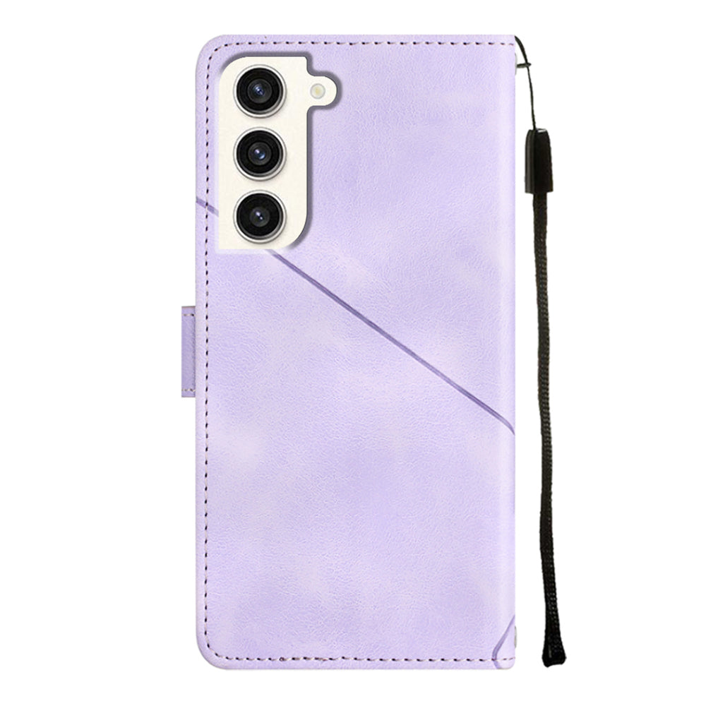 Protective Phone Cover For Samsung Galaxy S23 PT005 YB Imprinting Series-6 Skin Touch Leather Flip Wallet Case