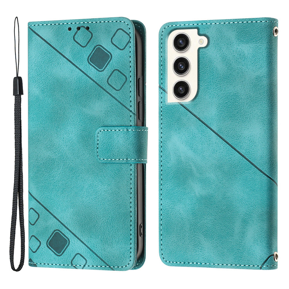 Protective Phone Cover For Samsung Galaxy S23 PT005 YB Imprinting Series-6 Skin Touch Leather Flip Wallet Case