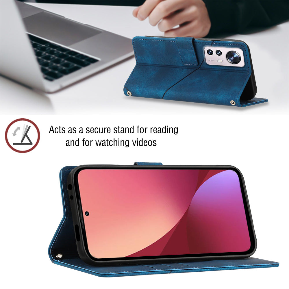 For Xiaomi 12 5G 12X 5G 12S 5G PT005 YB Imprinting Series-6 Skin Touch Phone Case Anti-scratch Leather Flip Phone Cover