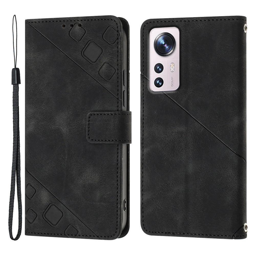 For Xiaomi 12 5G 12X 5G 12S 5G PT005 YB Imprinting Series-6 Skin Touch Phone Case Anti-scratch Leather Flip Phone Cover