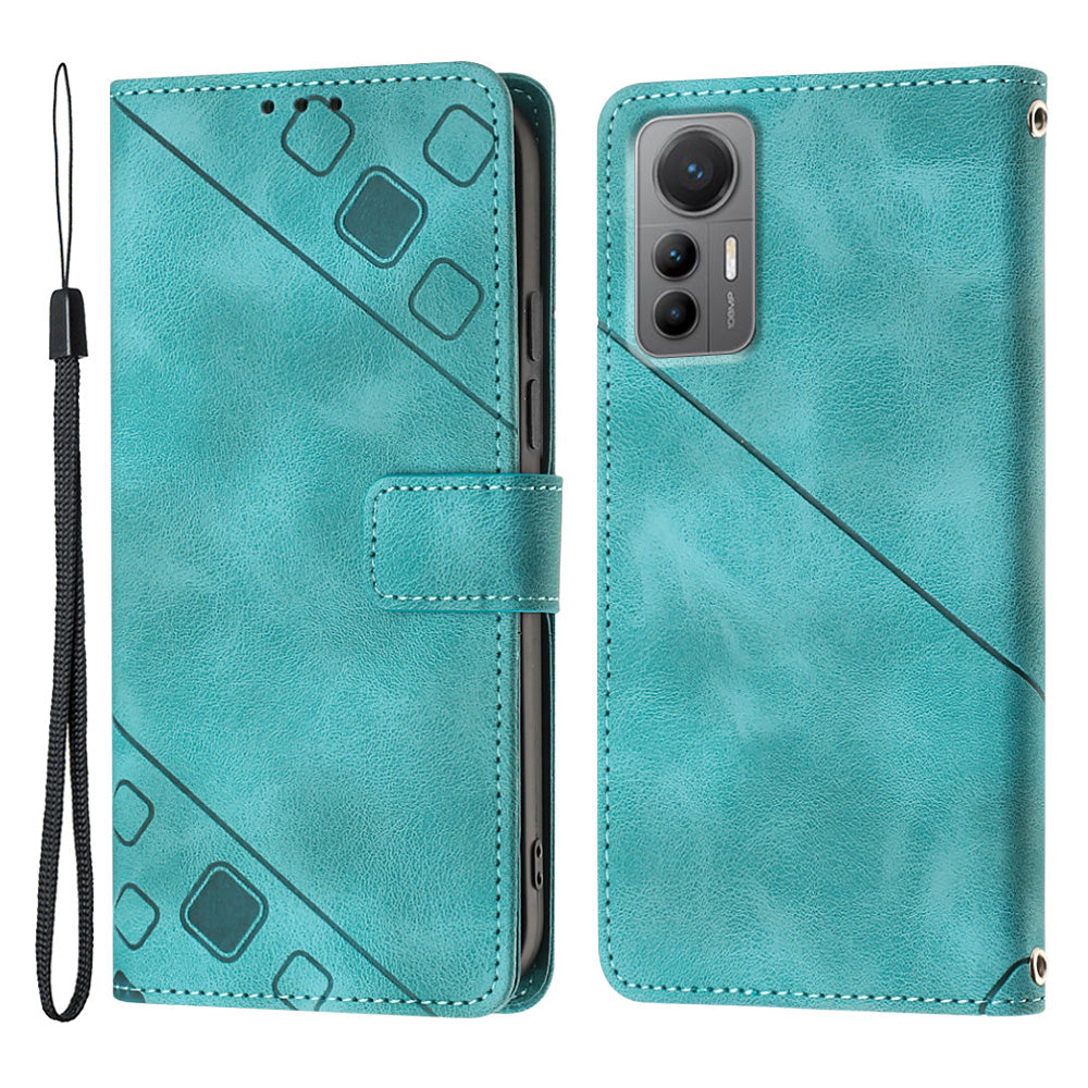 PT005 YB Imprinting Series-6 for Xiaomi 12 Lite 5G Flip Wallet Phone Case PU Leather Soft Touch Stand Phone Cover
