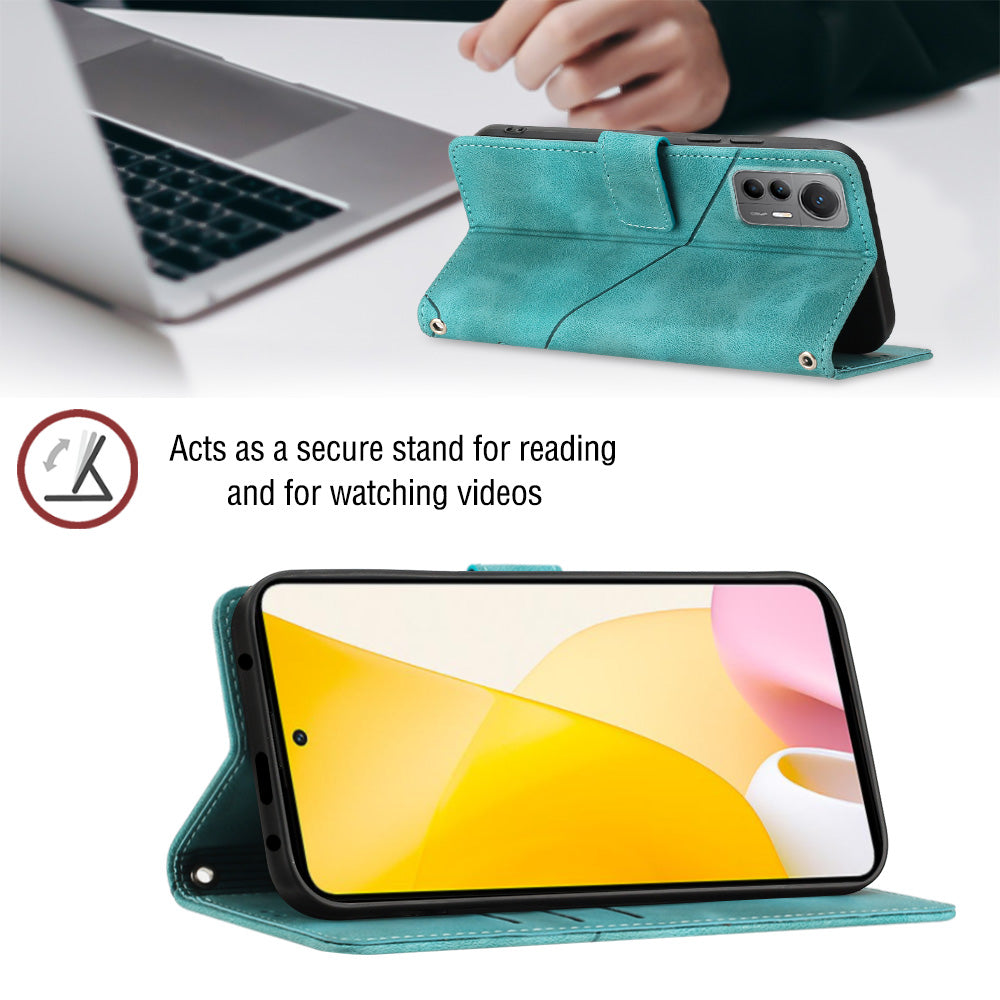 PT005 YB Imprinting Series-6 for Xiaomi 12 Lite 5G Flip Wallet Phone Case PU Leather Soft Touch Stand Phone Cover