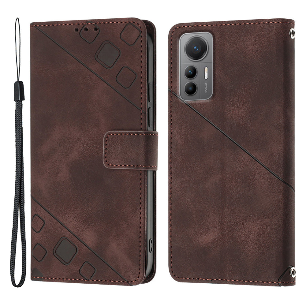 PT005 YB Imprinting Series-6 for Xiaomi 12 Lite 5G Flip Wallet Phone Case PU Leather Soft Touch Stand Phone Cover