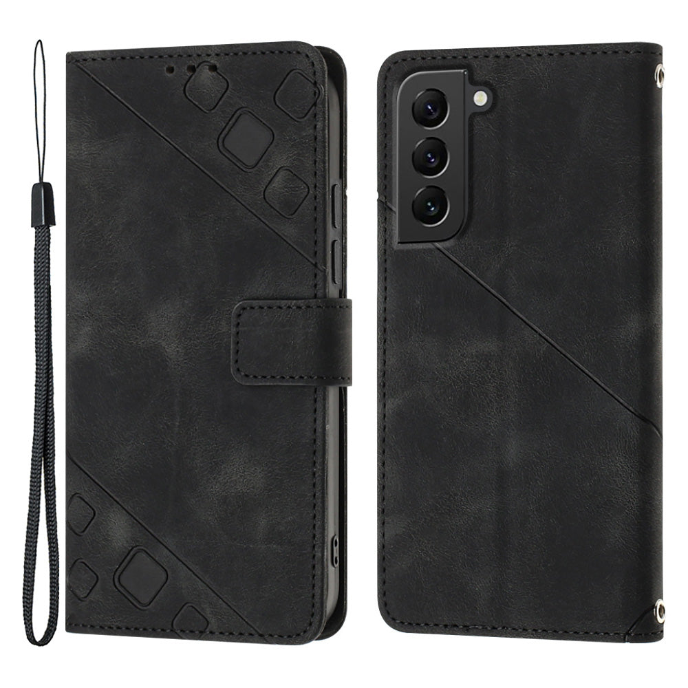 For Samsung Galaxy S22 5G PT005 YB Imprinting Series-6 Full Protection Leather Cell Phone Case with Stand Wallet Skin-friendly Cover