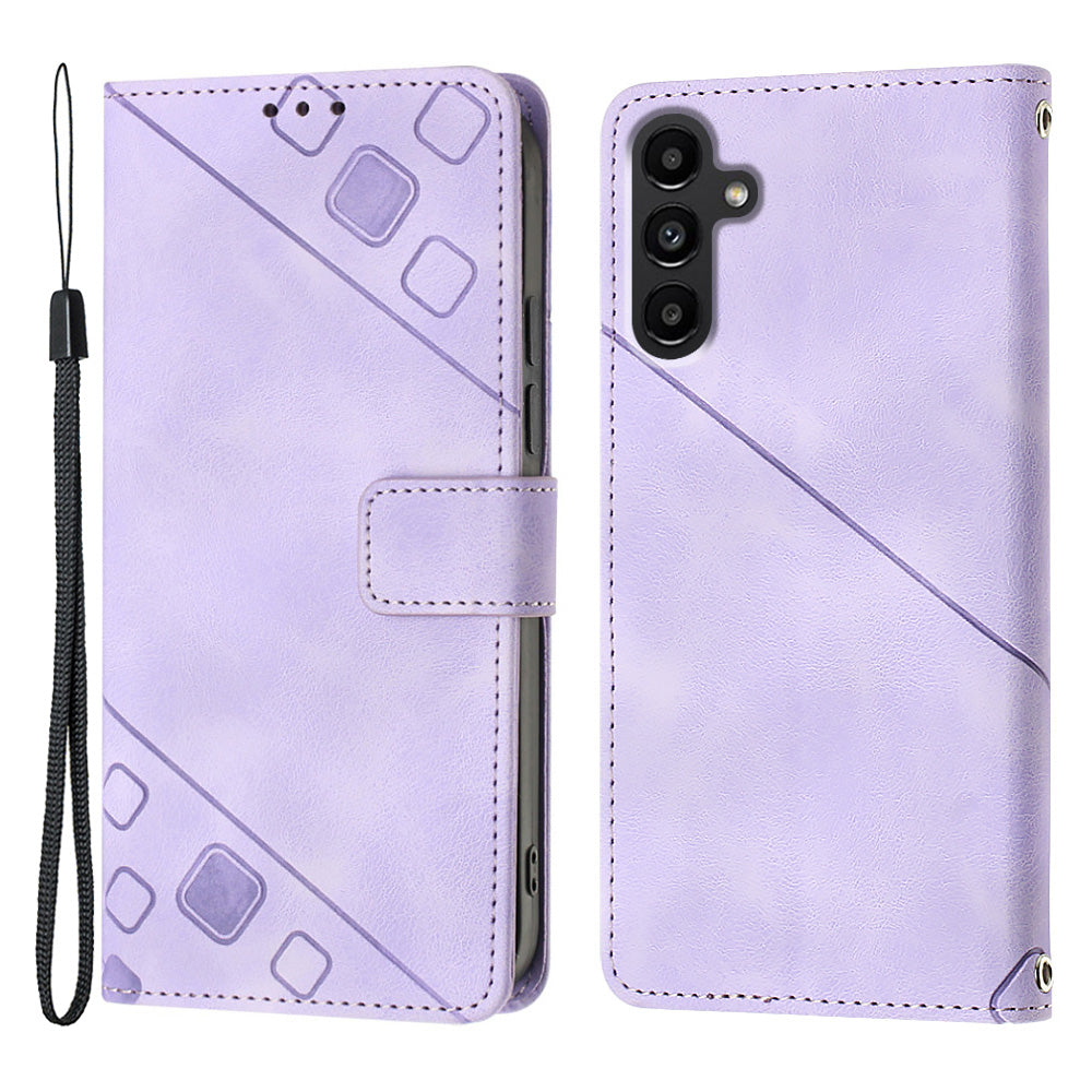 PT005 YB Imprinting Series-6 Phone Case for Samsung Galaxy A13 5G PU Leather Wallet Stand Cover