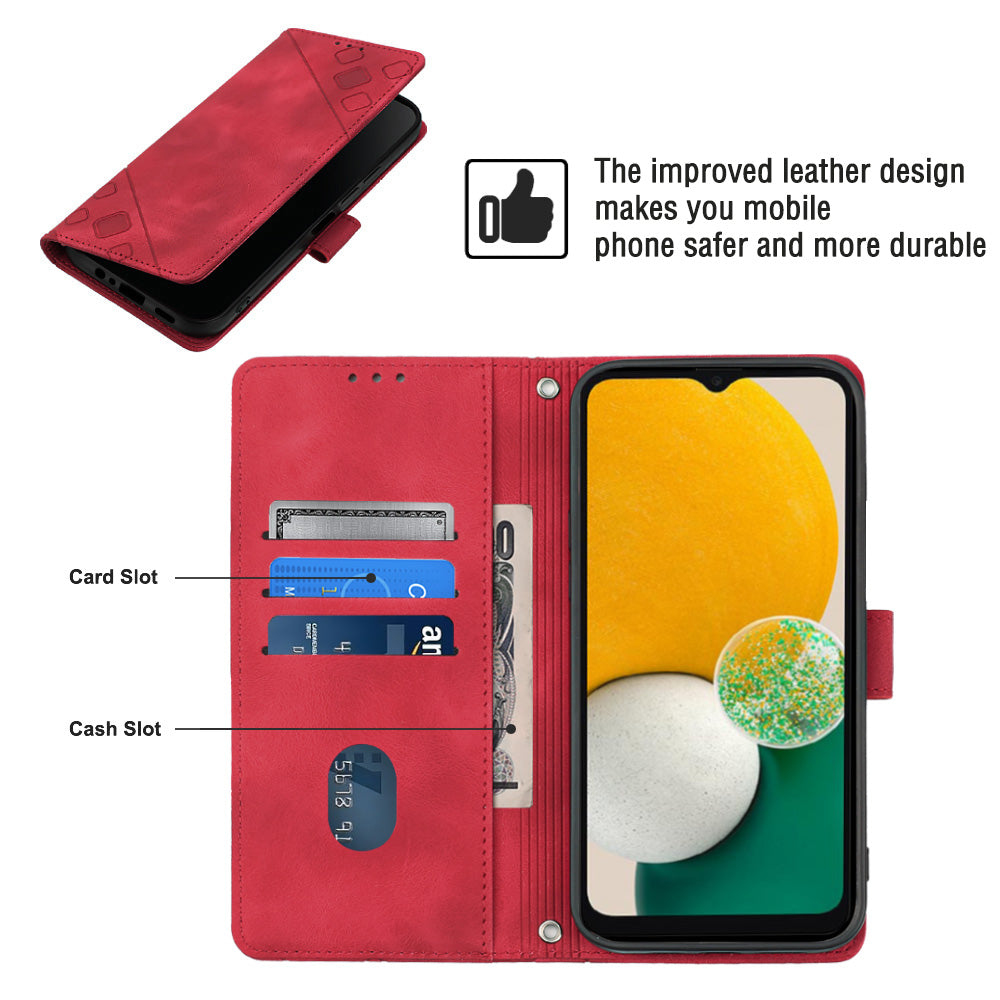 PT005 YB Imprinting Series-6 Phone Case for Samsung Galaxy A13 5G PU Leather Wallet Stand Cover