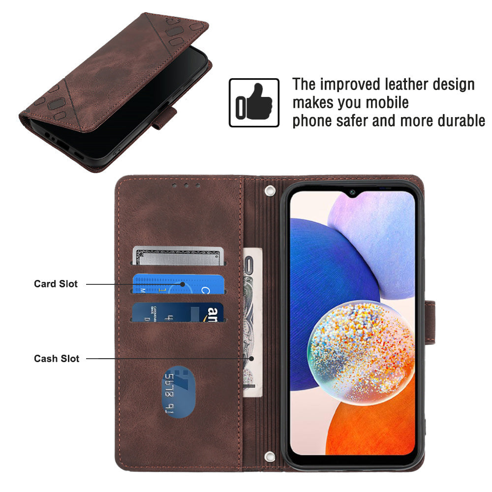 For Samsung Galaxy A14 5G Skin-friendly Phone Case PT005 YB Imprinting Series-6 Anti-scratch Leather Cell Phone Cover