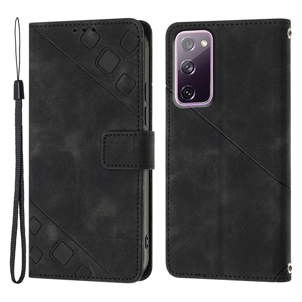 PT005 YB Imprinting Series-6 For Samsung Galaxy S20 FE 5G S20 FE S20 FE 2022 S20 Lite Skin Touch Foldable Stand Phone Case PU Leather Wallet Cover
