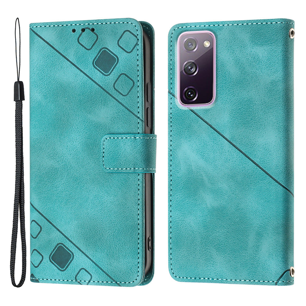 PT005 YB Imprinting Series-6 For Samsung Galaxy S20 FE 5G S20 FE S20 FE 2022 S20 Lite Skin Touch Foldable Stand Phone Case PU Leather Wallet Cover