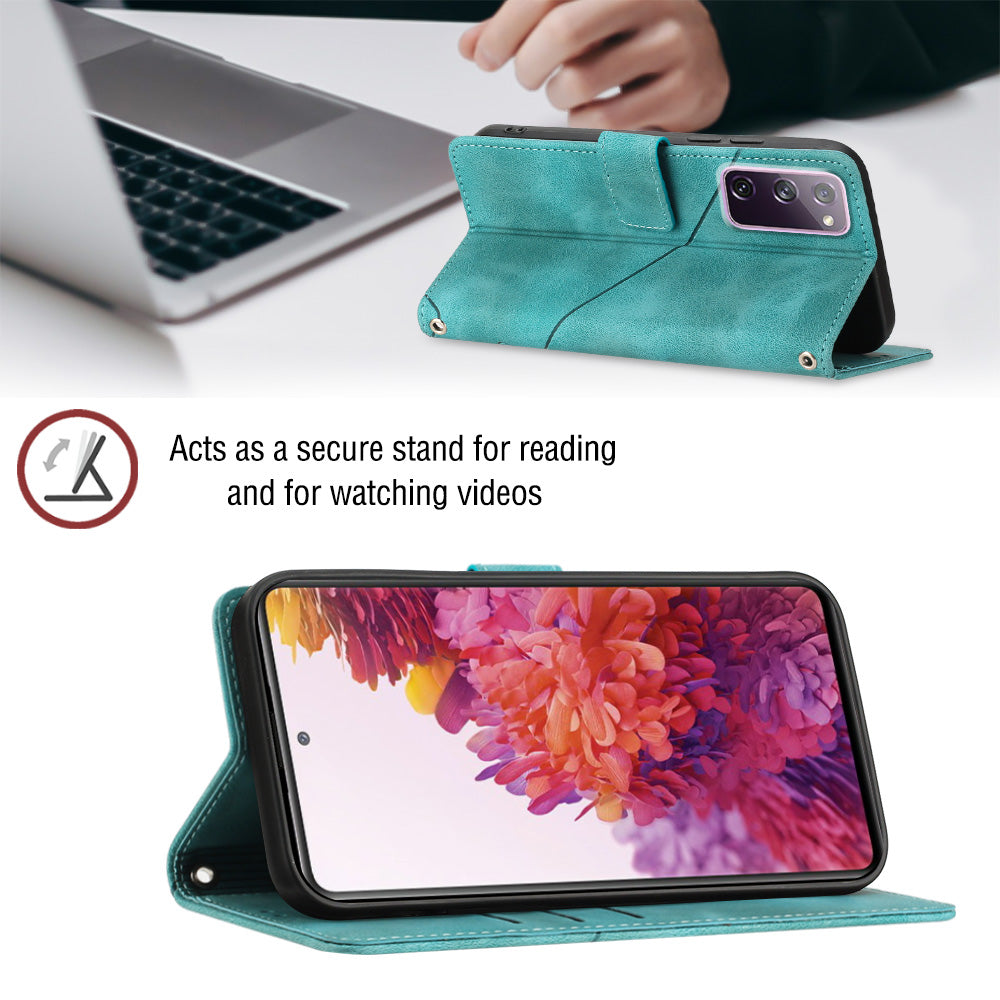 PT005 YB Imprinting Series-6 For Samsung Galaxy S20 FE 5G S20 FE S20 FE 2022 S20 Lite Skin Touch Foldable Stand Phone Case PU Leather Wallet Cover