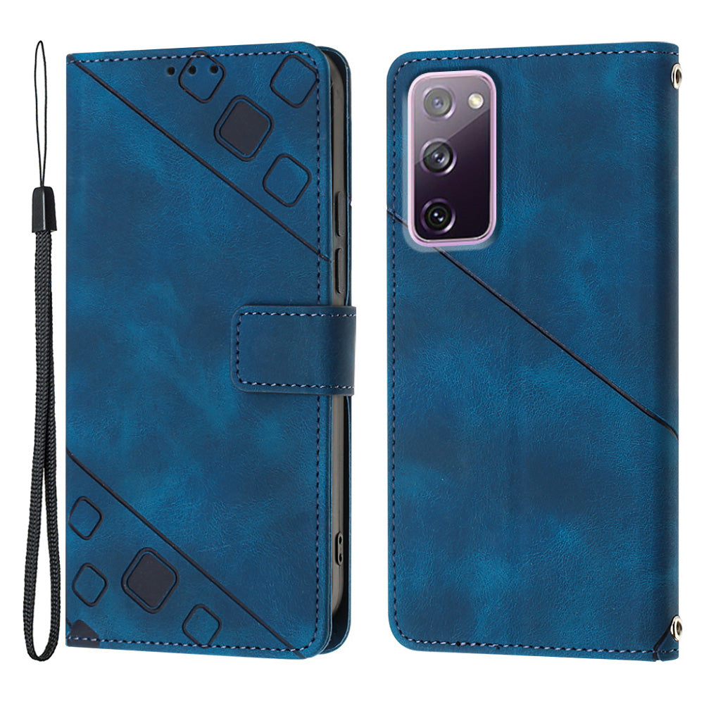 PT005 YB Imprinting Series-6 For Samsung Galaxy S20 FE 5G S20 FE S20 FE 2022 S20 Lite Skin Touch Foldable Stand Phone Case PU Leather Wallet Cover