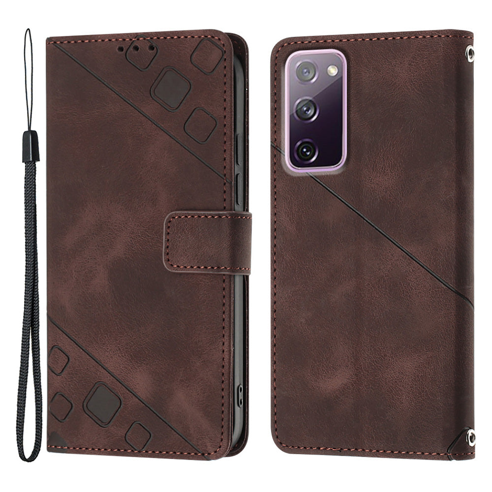 PT005 YB Imprinting Series-6 For Samsung Galaxy S20 FE 5G S20 FE S20 FE 2022 S20 Lite Skin Touch Foldable Stand Phone Case PU Leather Wallet Cover