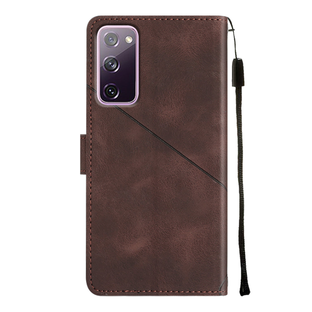 PT005 YB Imprinting Series-6 For Samsung Galaxy S20 FE 5G S20 FE S20 FE 2022 S20 Lite Skin Touch Foldable Stand Phone Case PU Leather Wallet Cover