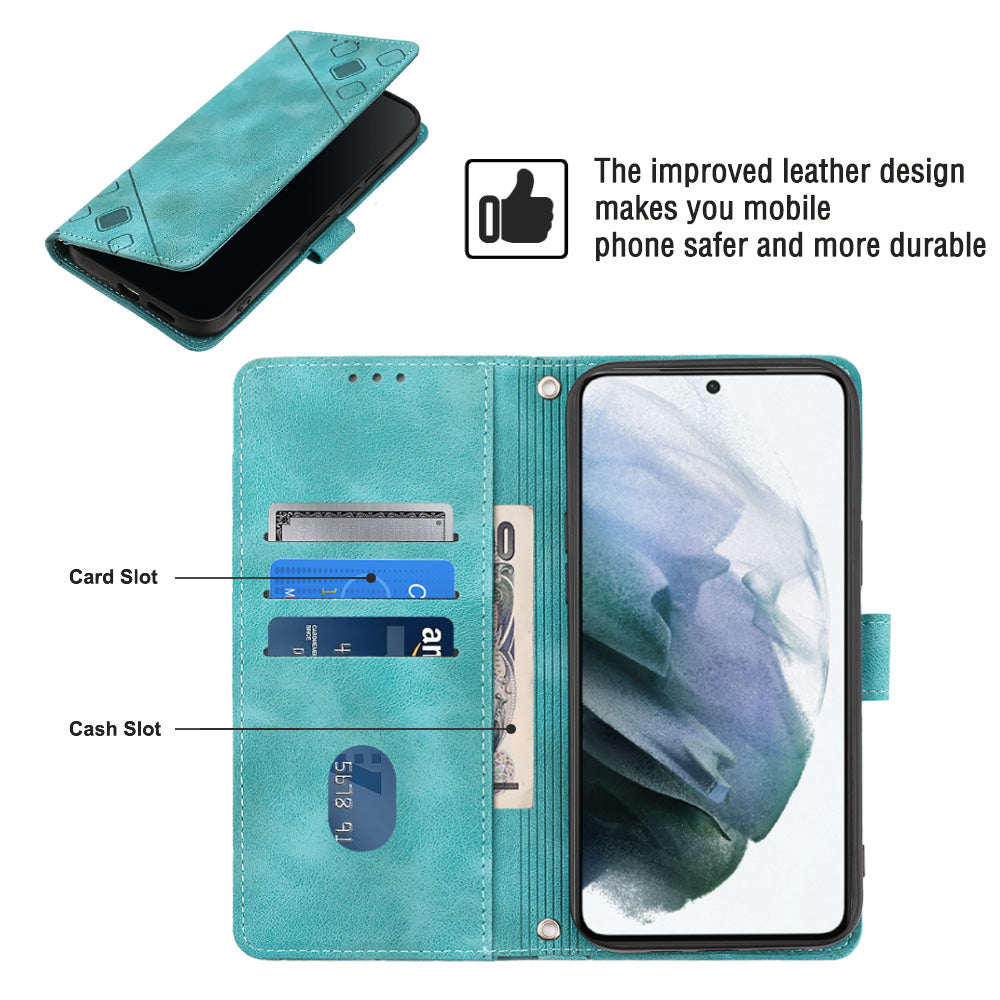 PT005 YB Imprinting Series-6 For Samsung Galaxy S21 5G 4G Phone Wallet Case Skin Touch Leather Stand Shockproof Cover