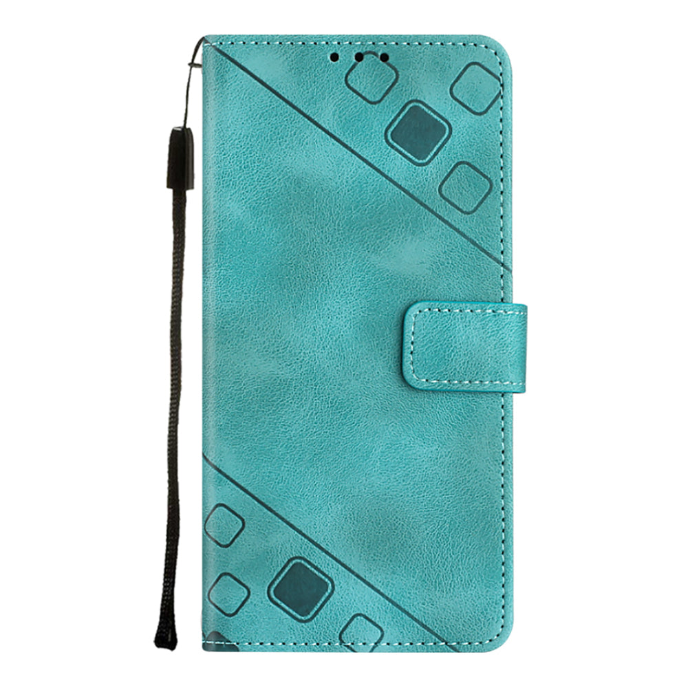 PT005 YB Imprinting Series-6 For Samsung Galaxy S21 FE 5G Skin Touch PU Leather Mobile Phone Case Shockproof Wallet Cover with Stand
