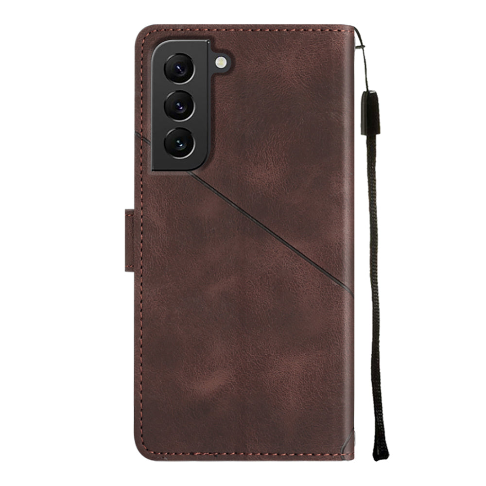 For Samsung Galaxy S22 5G Anti-fall Phone Case PT005 YB Imprinting Series-6 Skin-friendly Flip Leather Wallet Cover Stand