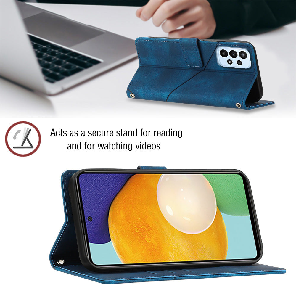 For Samsung Galaxy A52 4G / 5G / A52s 5G PT005 YB Imprinting Series-6 Skin Touch Phone Stand Case PU Leather Wallet Phone Cover