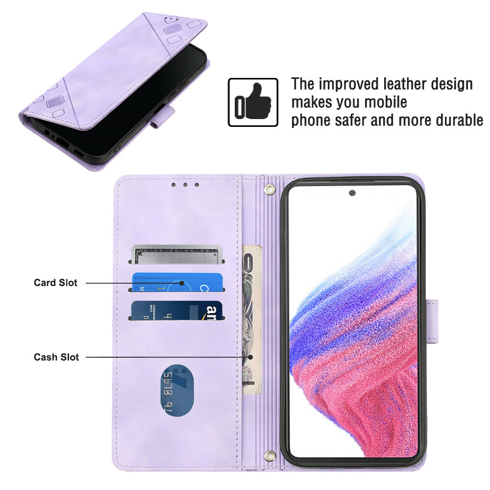 For Samsung Galaxy A53 5G Cell Phone Cover PT005 YB Imprinting Series-6 Skin-friendly Flip Leather Case Stand Wallet