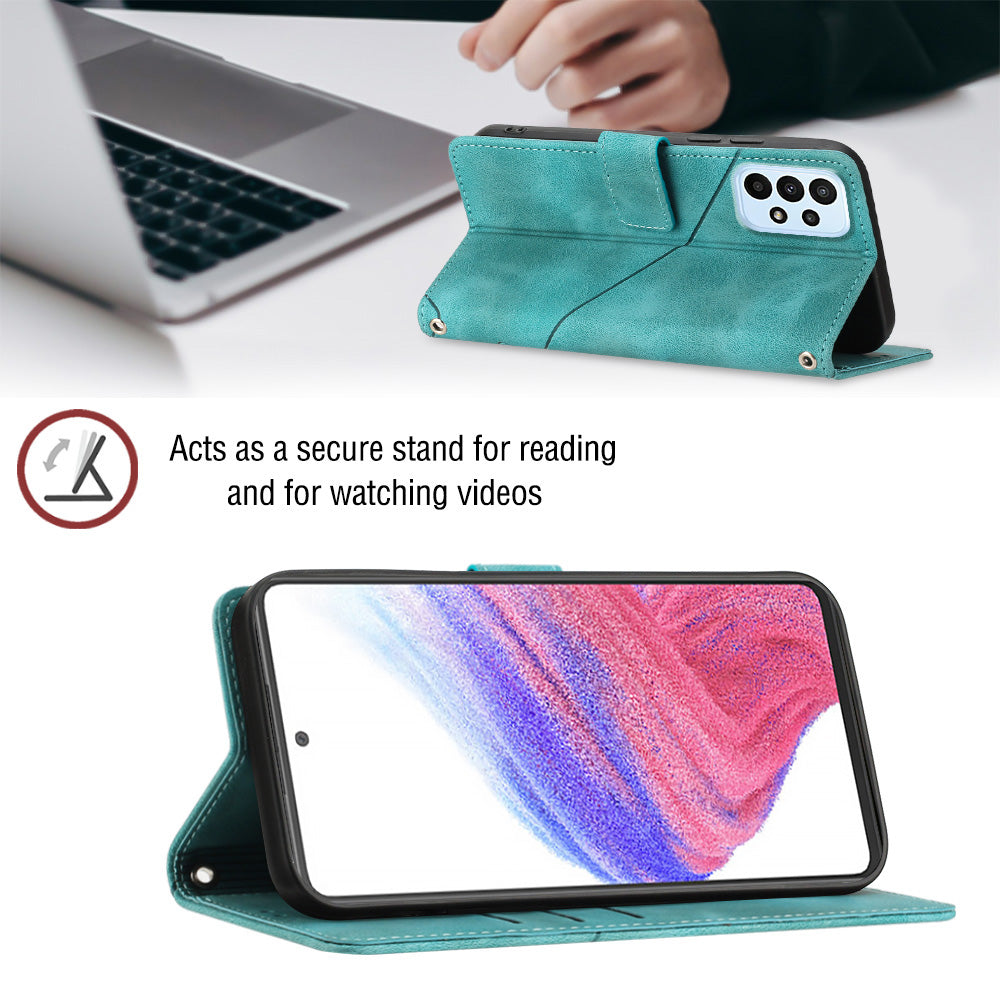 For Samsung Galaxy A53 5G Cell Phone Cover PT005 YB Imprinting Series-6 Skin-friendly Flip Leather Case Stand Wallet