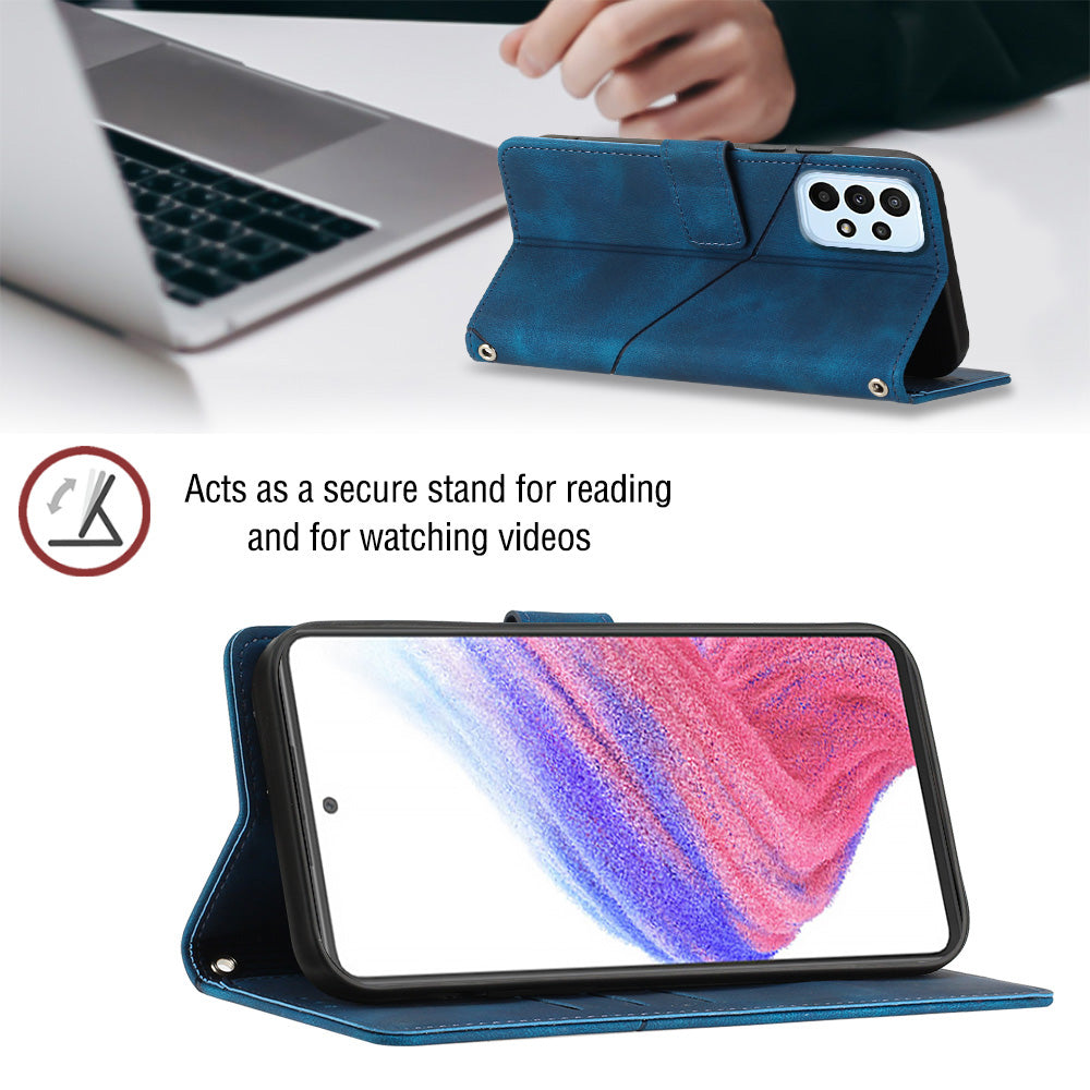 For Samsung Galaxy A53 5G Cell Phone Cover PT005 YB Imprinting Series-6 Skin-friendly Flip Leather Case Stand Wallet