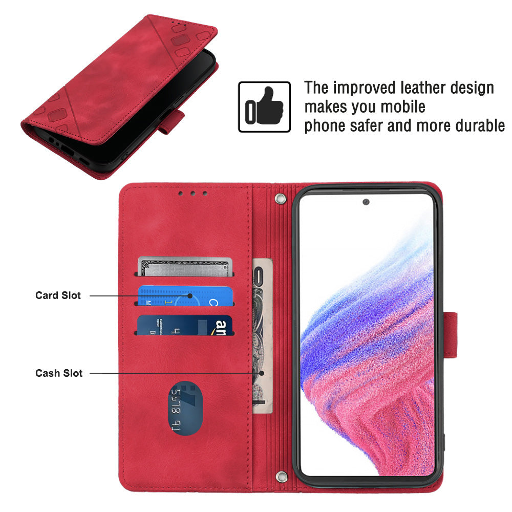 For Samsung Galaxy A53 5G Cell Phone Cover PT005 YB Imprinting Series-6 Skin-friendly Flip Leather Case Stand Wallet