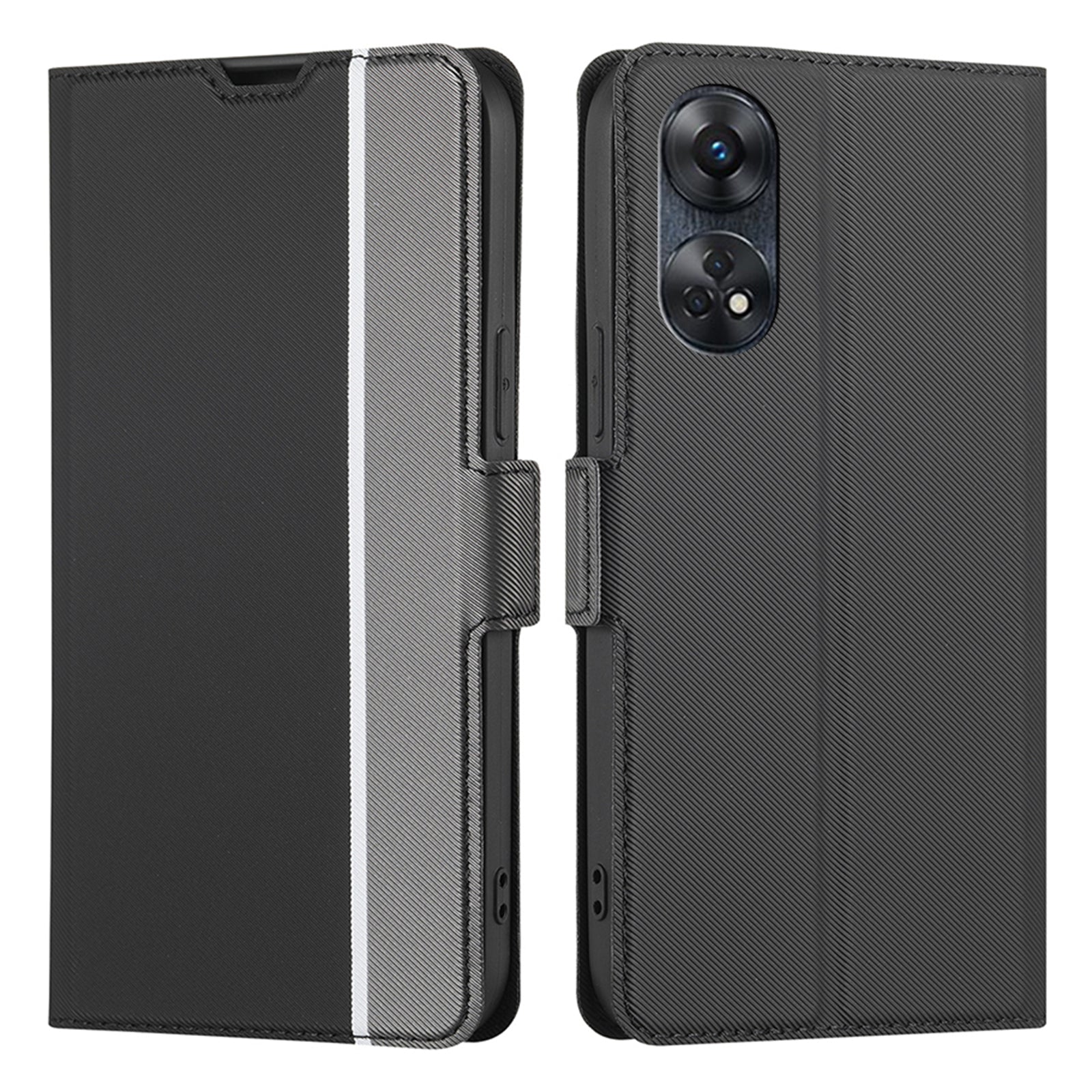 For Oppo Reno8 T 4G Phone Stand Case Twill Texture PU Leather Card Slots Phone Cover