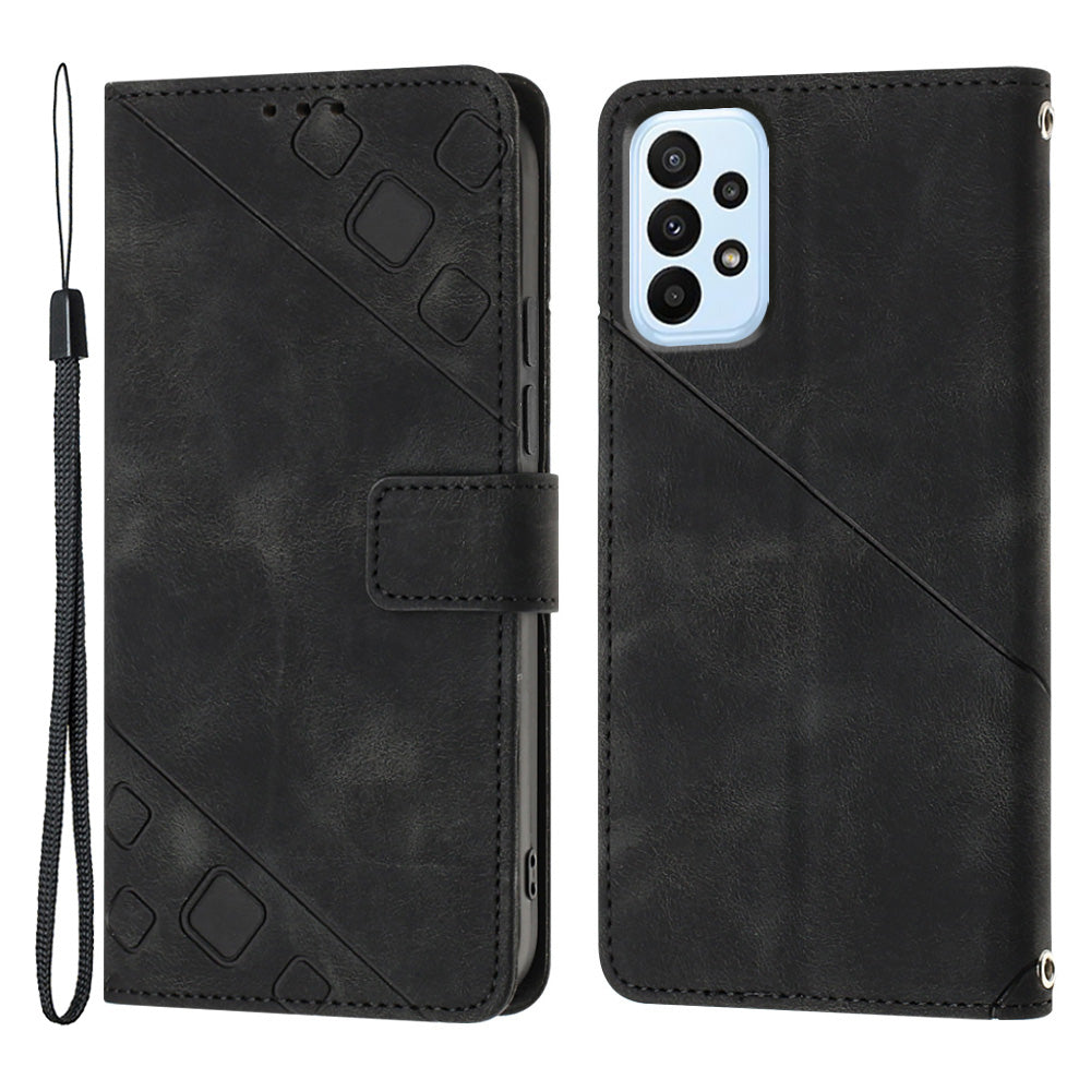 PT005 YB Imprinting Series-6 For Samsung Galaxy A73 5G Skin Touch PU Leather Phone Case Wallet Stand Cover