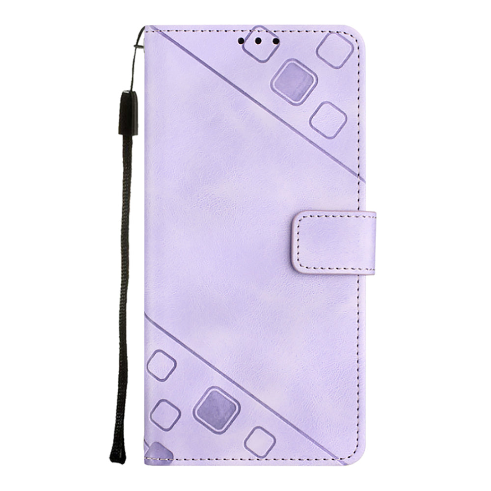 For Samsung Galaxy A13 4G PT005 YB Imprinting Series-6 Cell Phone Case PU Leather Stand Wallet Skin Touch Phone Cover