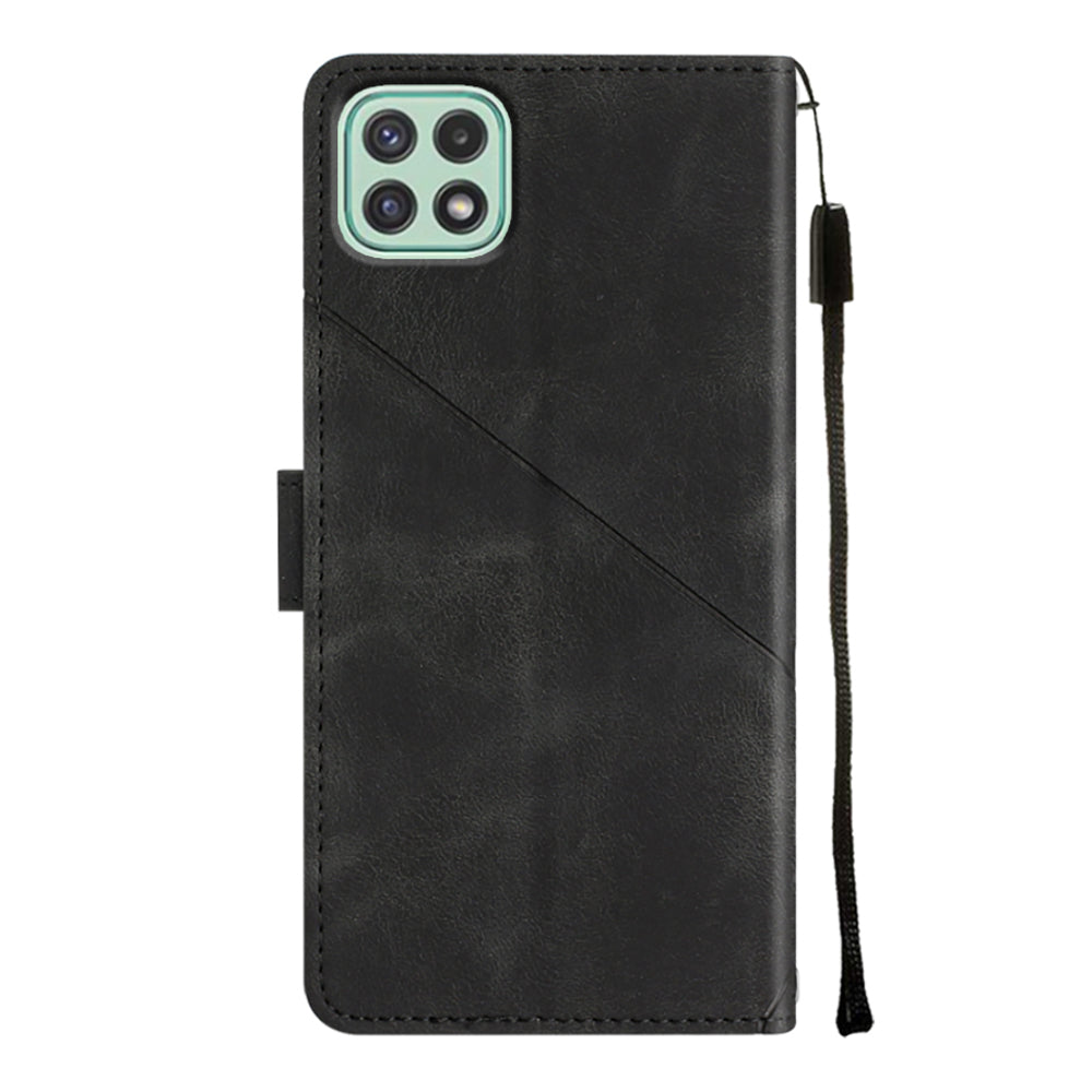 For Samsung Galaxy A22 5G (EU Version) PT005 YB Imprinting Series-6 Skin Touch Phone Cover Wallet Stand Phone Leather Case