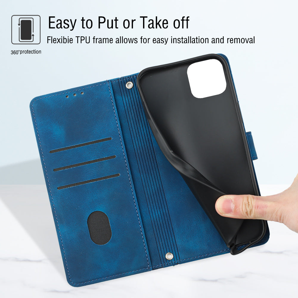 For Samsung Galaxy A22 5G (EU Version) PT005 YB Imprinting Series-6 Skin Touch Phone Cover Wallet Stand Phone Leather Case