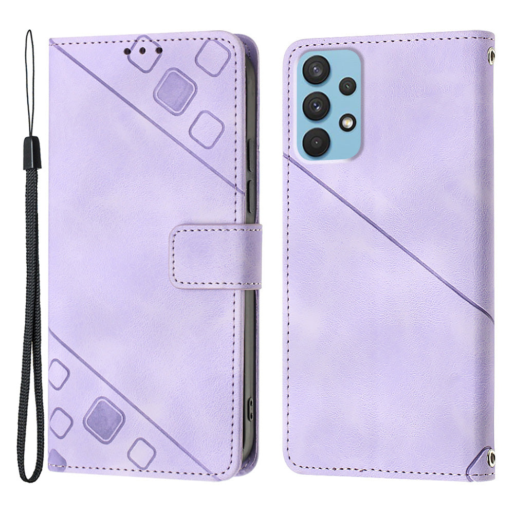 For Samsung Galaxy A32 4G (EU Version) PT005 YB Imprinting Series-6 Phone Leather Case Stand Wallet Phone Cover