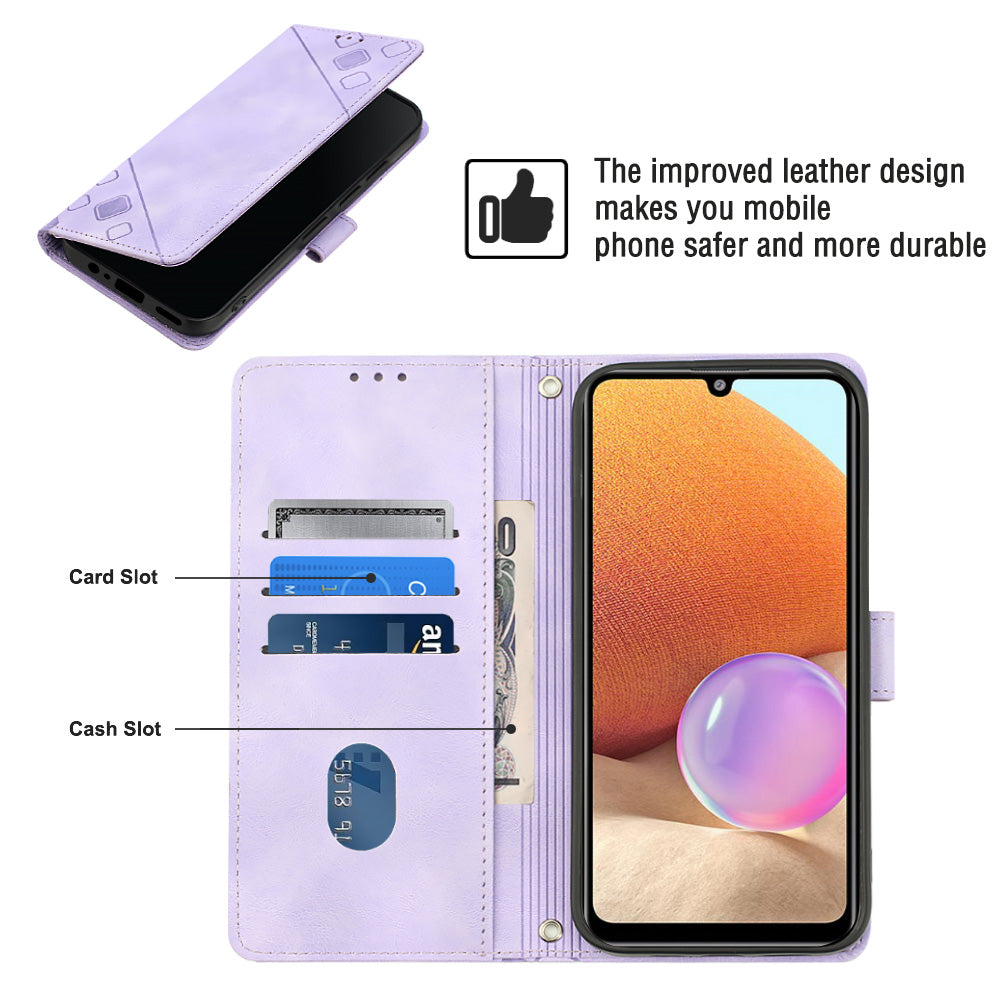 For Samsung Galaxy A32 4G (EU Version) PT005 YB Imprinting Series-6 Phone Leather Case Stand Wallet Phone Cover