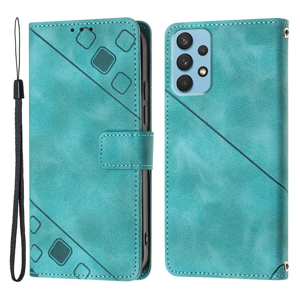 For Samsung Galaxy A32 4G (EU Version) PT005 YB Imprinting Series-6 Phone Leather Case Stand Wallet Phone Cover