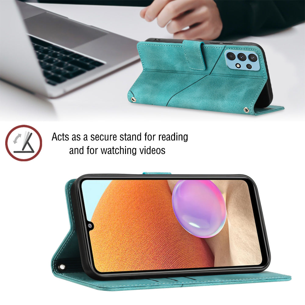 For Samsung Galaxy A32 4G (EU Version) PT005 YB Imprinting Series-6 Phone Leather Case Stand Wallet Phone Cover