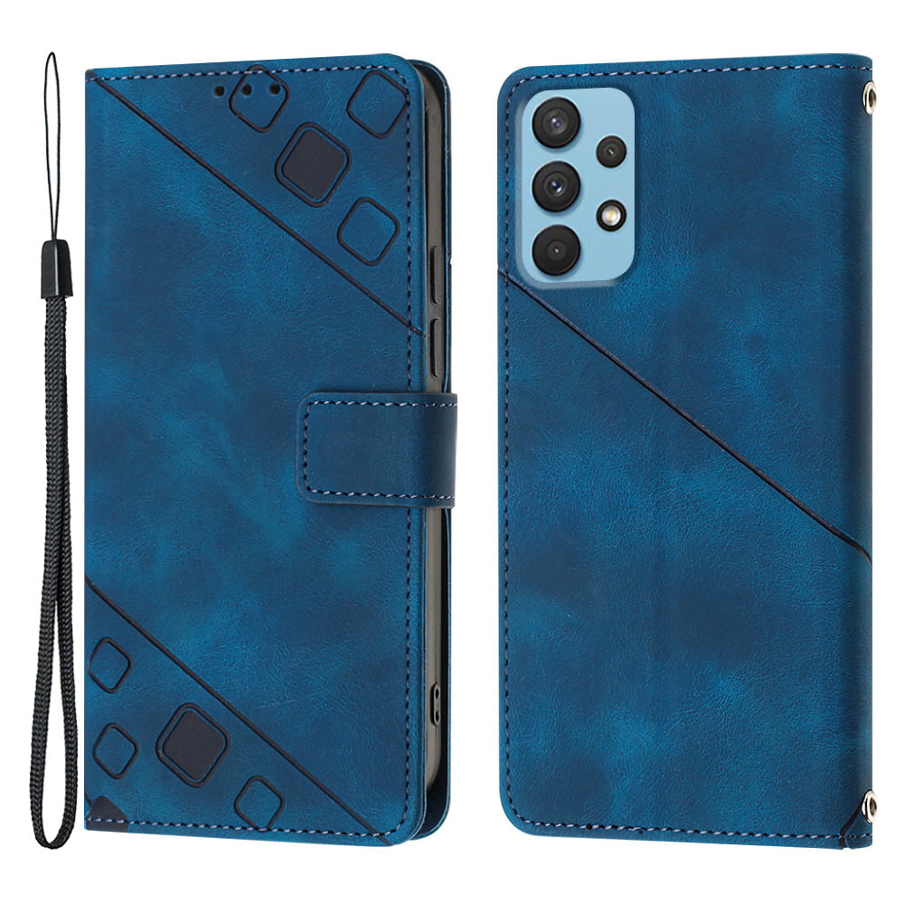 For Samsung Galaxy A32 4G (EU Version) PT005 YB Imprinting Series-6 Phone Leather Case Stand Wallet Phone Cover