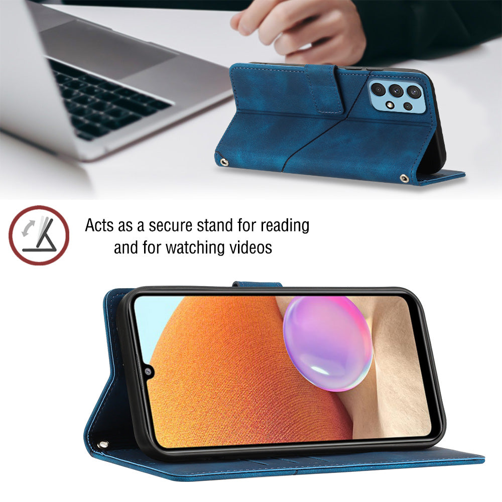 For Samsung Galaxy A32 4G (EU Version) PT005 YB Imprinting Series-6 Phone Leather Case Stand Wallet Phone Cover