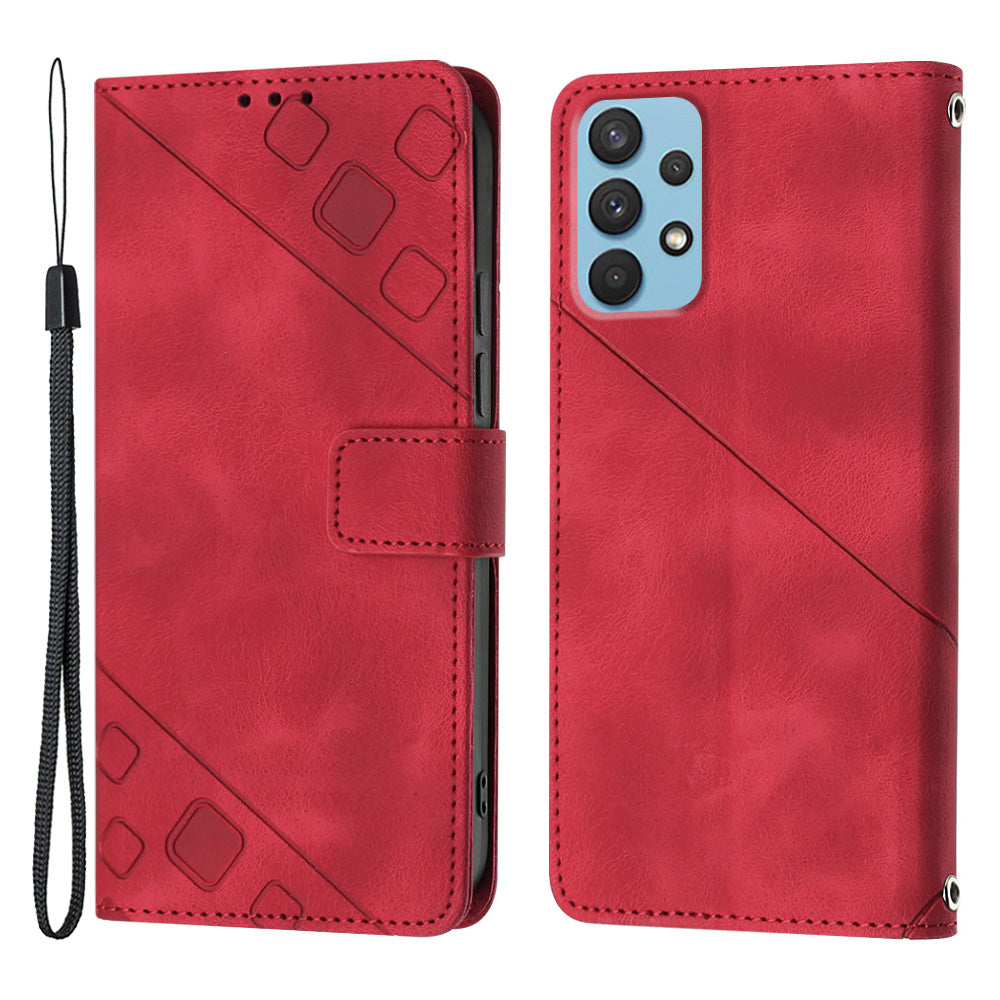 For Samsung Galaxy A32 4G (EU Version) PT005 YB Imprinting Series-6 Phone Leather Case Stand Wallet Phone Cover