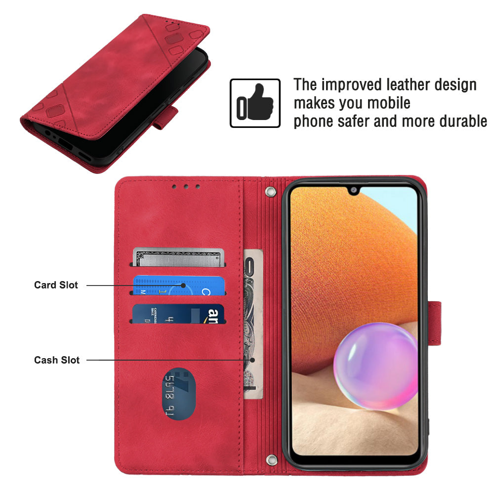 For Samsung Galaxy A32 4G (EU Version) PT005 YB Imprinting Series-6 Phone Leather Case Stand Wallet Phone Cover