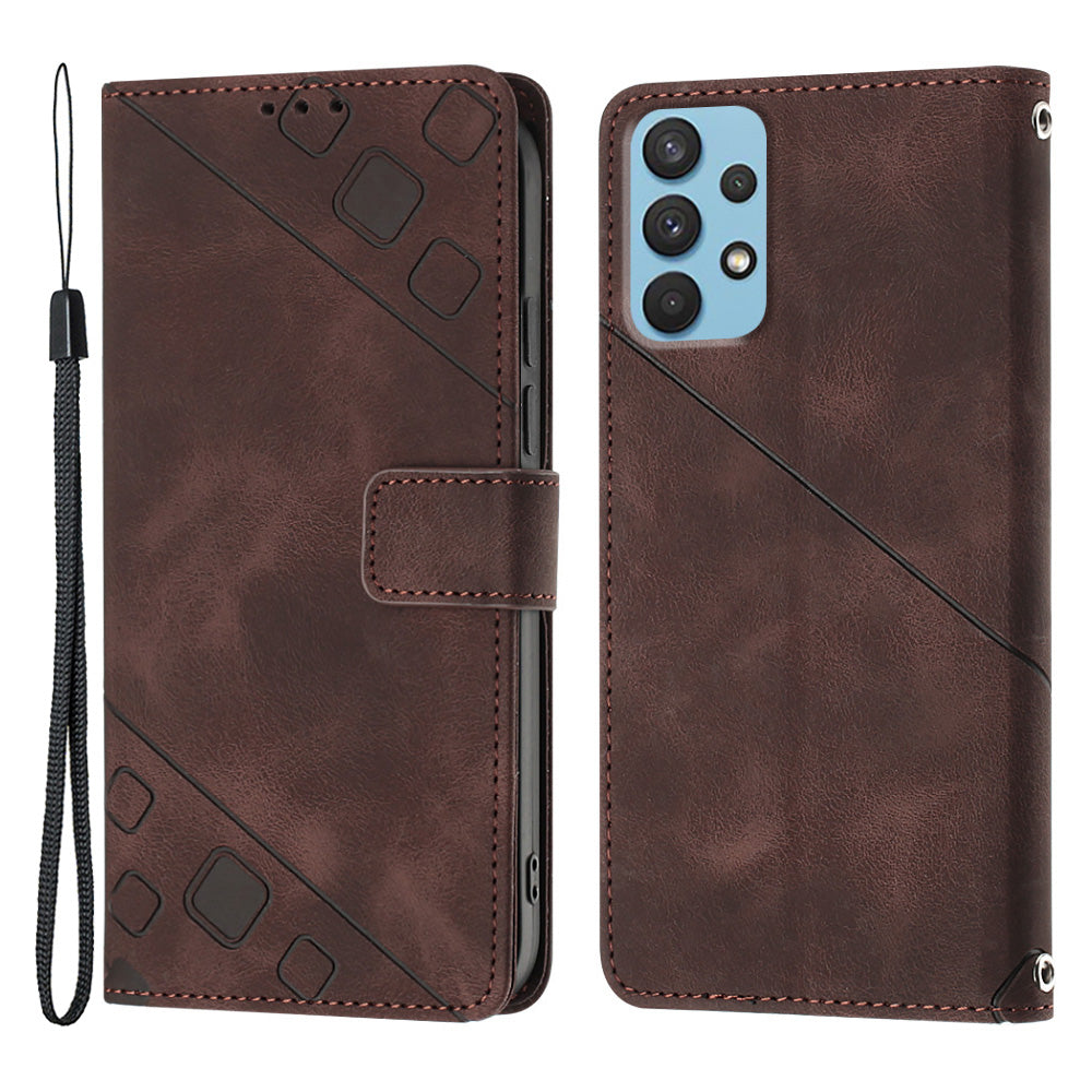 For Samsung Galaxy A32 4G (EU Version) PT005 YB Imprinting Series-6 Phone Leather Case Stand Wallet Phone Cover
