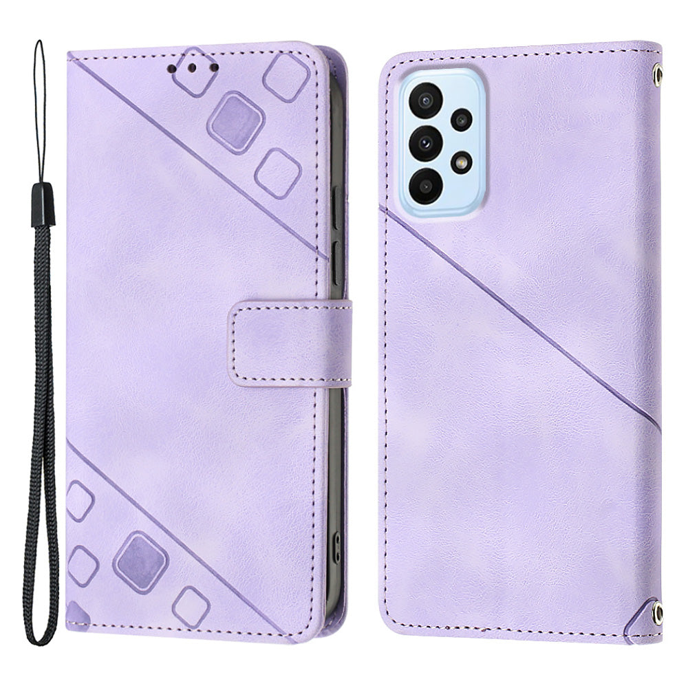For Samsung Galaxy A32 5G M32 5G PT005 YB Imprinting Series-6 Cell Phone Case Skin Touch Leather Stand Wallet Phone Cover