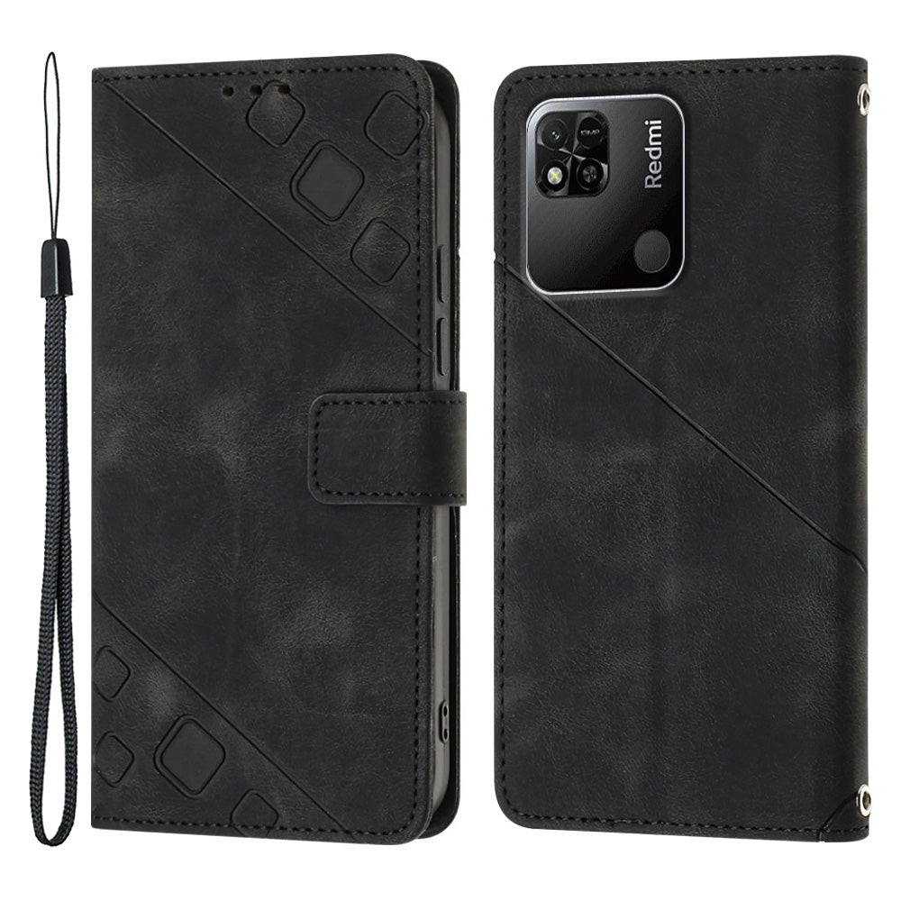 For Xiaomi Redmi 10A PT005 YB Imprinting Series-6 Phone Cover Skin Touch Stand PU Leather Phone Wallet Case