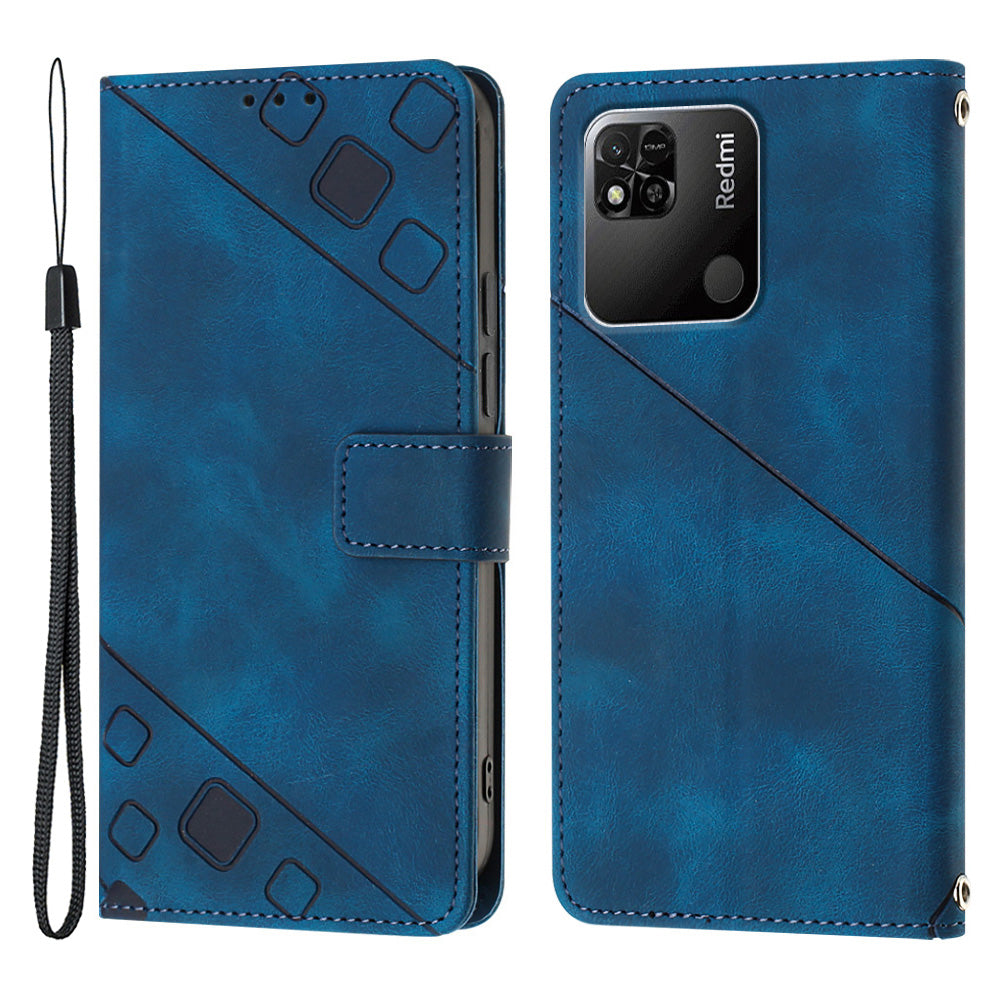 For Xiaomi Redmi 10A PT005 YB Imprinting Series-6 Phone Cover Skin Touch Stand PU Leather Phone Wallet Case