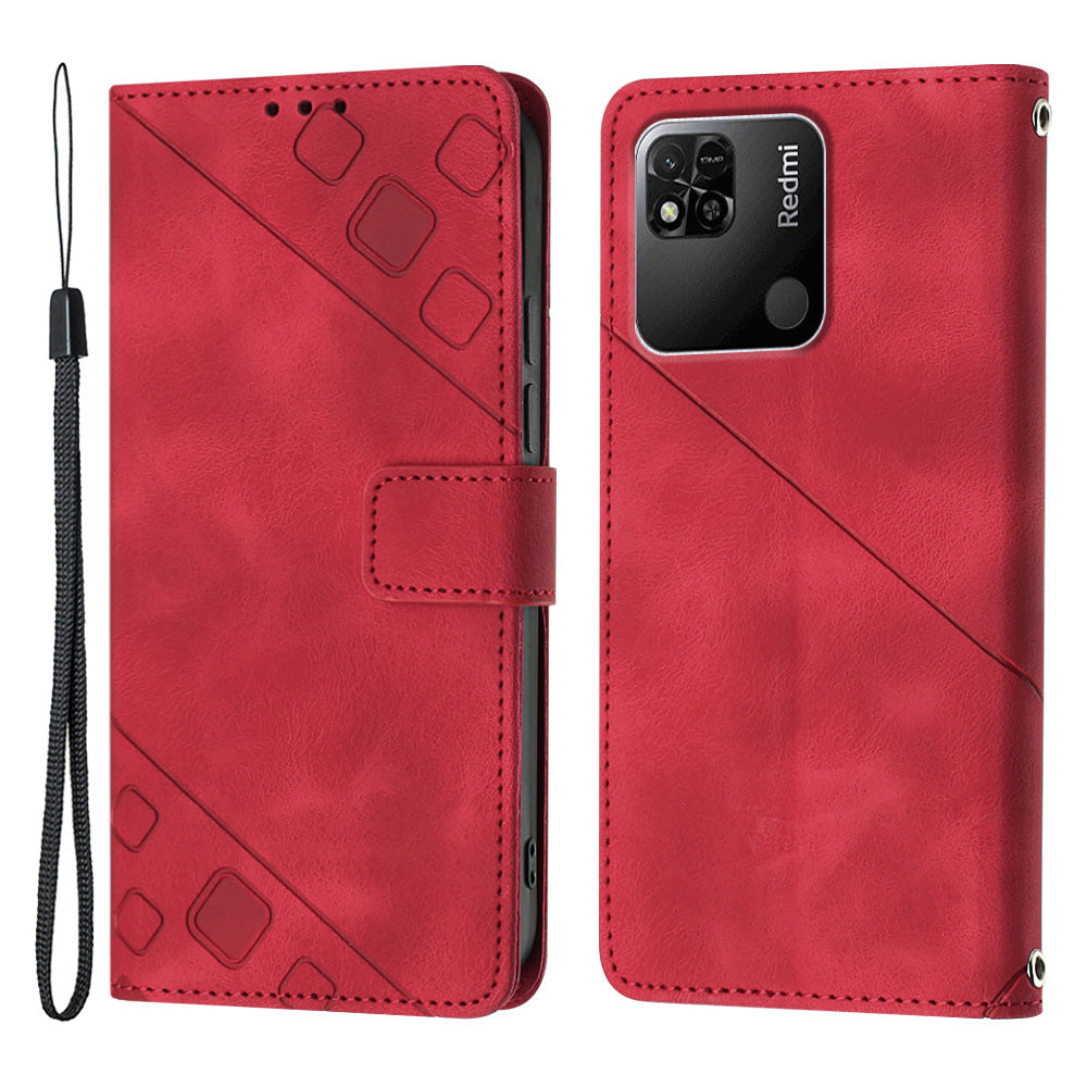 For Xiaomi Redmi 10A PT005 YB Imprinting Series-6 Phone Cover Skin Touch Stand PU Leather Phone Wallet Case