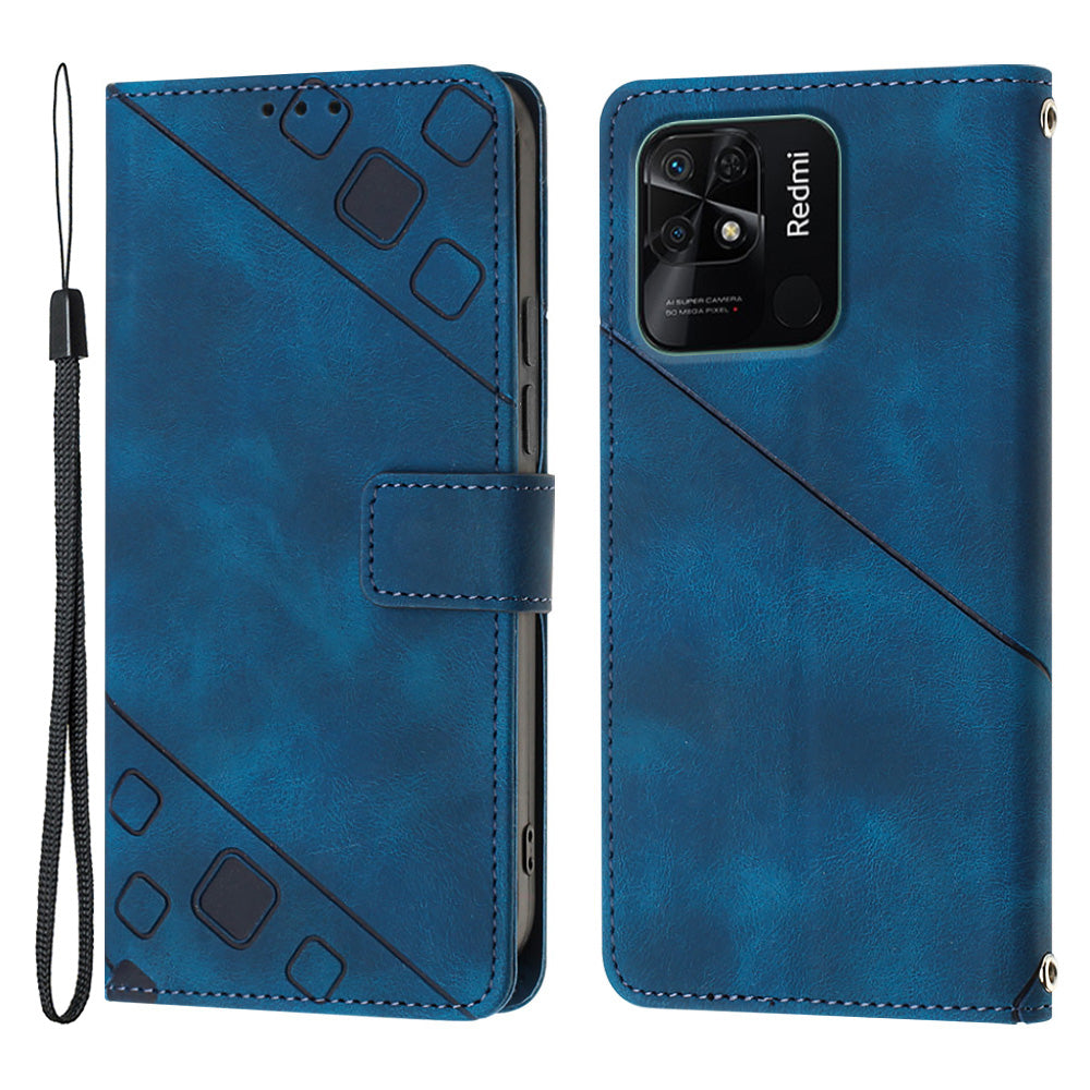 For Xiaomi Redmi 10C 4G Redmi 10 (India) 4G PT005 YB Imprinting Series-6 Cell Phone Case Stand Wallet Skin Touch Leather Phone Cover
