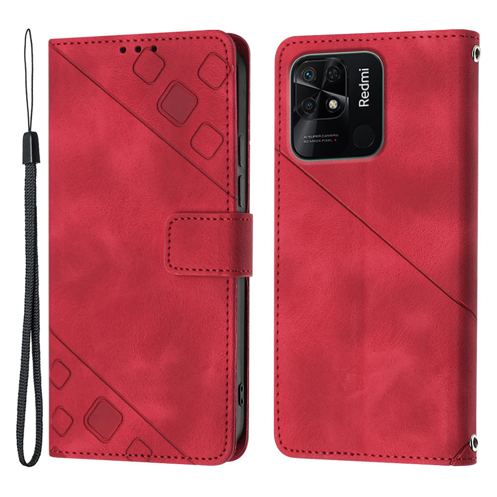 For Xiaomi Redmi 10C 4G Redmi 10 (India) 4G PT005 YB Imprinting Series-6 Cell Phone Case Stand Wallet Skin Touch Leather Phone Cover
