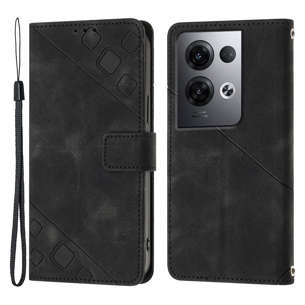 For Oppo Reno8 Pro 5G (Global Version) PT005 YB Imprinting Series-6 Skin Touch Stand Phone Case PU Leather Wallet Phone Cover